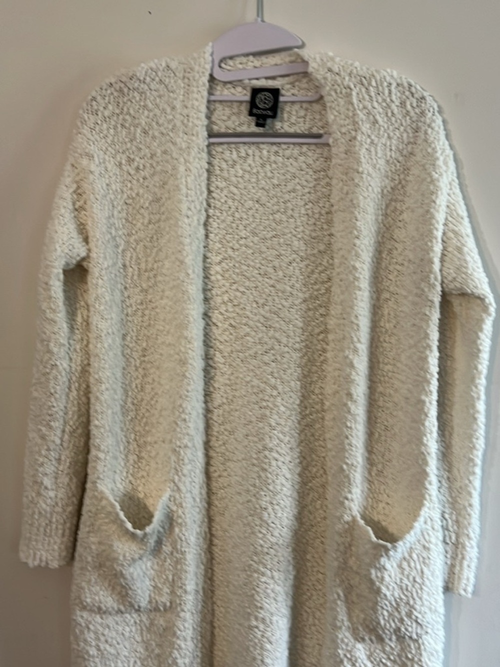 bobeau Cream Bouclé Open-Front Women's Cardigan